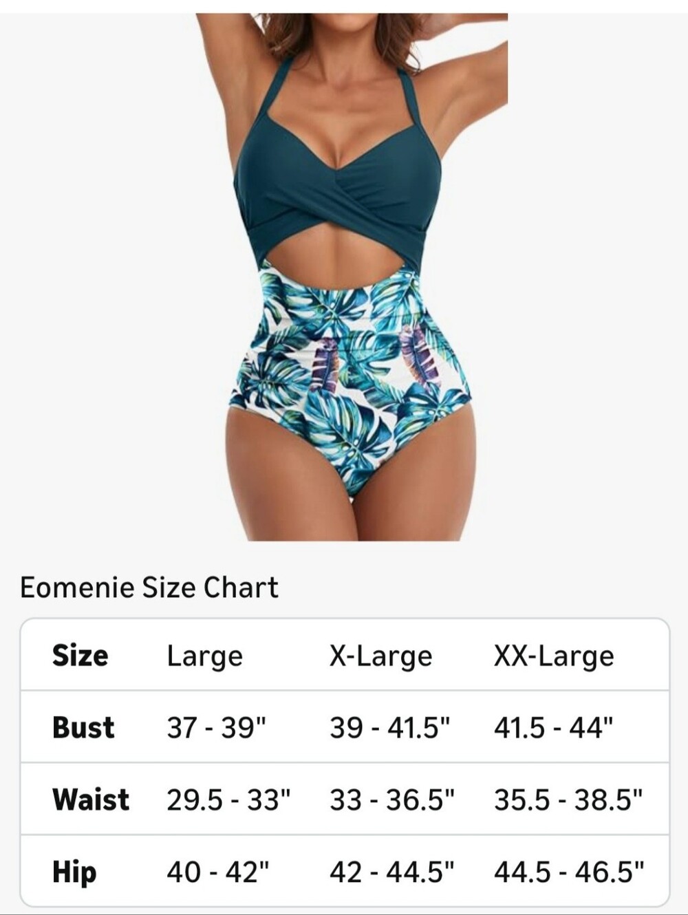 Eomenie Green & Leaves One Piece Cut Out Swimsuit Size XL, Great Conditon - Picture 3 of 7